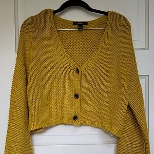 Forever 21 Yellow Knit Cardigan